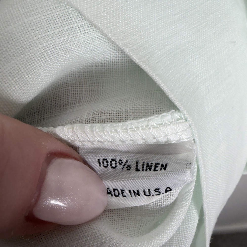 Bryn Walker Linen Top Sz S Pale Green Boat Neck Oversized Boxy Short Sleeve - Picture 7 of 10